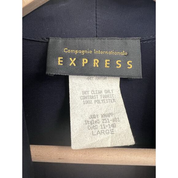 Vintage 90s Express Black Lace Sleeve Blazer Jacket Large - Picture 5 of 6